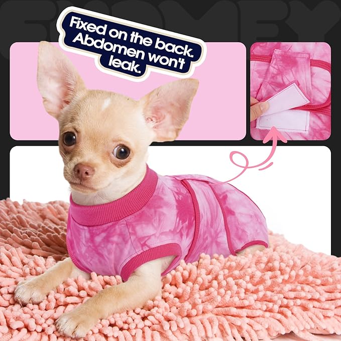FUAMEY Surgery Recovery Suit for Large Dogs,Dog Surgery Suit Female Spay Male Dogs Neuter Recovery Shirt Dog Onesie Anti Licking Abdominal Wounds Pet Bodysuit Skin Conditions Rose Dye XL