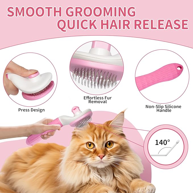 Dog Bath Supplies, Bath Grooming Kit with Storage Bag - Self Cleaning Slicker Brush, Shampoo Brush & Scrubber, Dog Grooming Gloves for Short & Long Haired Dogs & Cats (6 PCS)