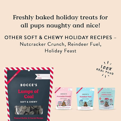 Bocce's Bakery Lumps of Coal Soft & Chewy Dog Treats, Natural Wheat-Free Christmas Dog Treats, 6 oz