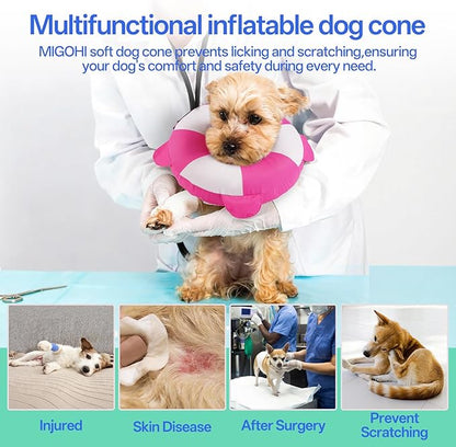 MIGOHI Dog Cone Collar Alternative for Small Dogs - Soft Recovery Donut E-Collar After Neuter Surgery, Pet Neck Protect to Stop Licking and Biting,Spay & Neuter,Not Block Vision(M,Rosepink)