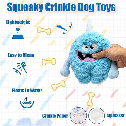 Plush Squeaky Dog Toy, Crinkle Stuffed Dog Toy Keep Them Busy Tug of War Birthday Dog Chew Toy for Small Medium Large Dogs (Light Blue)