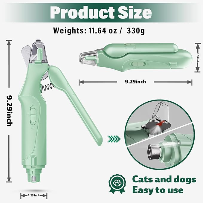 CATPICK 2-in-1 Cat Nail Clippers & Dog Nail Clippers Trimmers for Large Medium Small Dogs Cats Claw Trimmer Quick Sensor and Safety Guard USB Rechargeable with 2 LED Lights Dogs Nail Trimmer