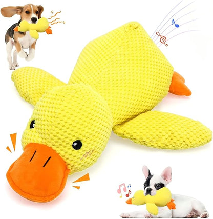 Dog Calming Duck Toy, 2026 New Interactive Plush Duck Toy with Quack Sound and Crazy Crinkle for Dogs Keep Busy, Soft Stuffed Calming Pillow for Puppy Reduce Boredom -Yellow, 17.7"x14.9"(L)