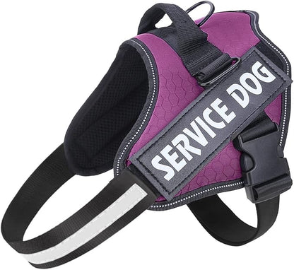 MUMUPET Service Dog Harness with 3M Reflective Safety, Easy Adjust & No-Pull Design - Breathable Nylon Handle for Small/Medium/Large Dogs