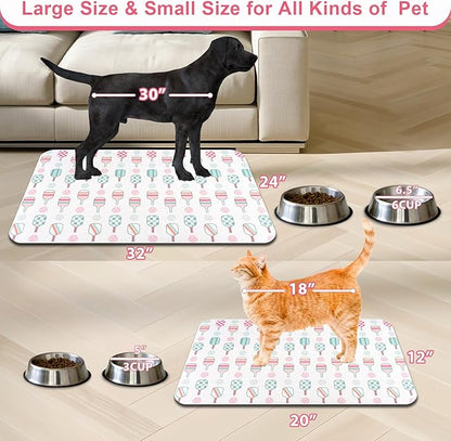 Dog Food Mats for Floors Waterproof Mat for Cat Food and Water Bowls - Absorbent Quick Dry Non Slip Mat for Pet Feeding