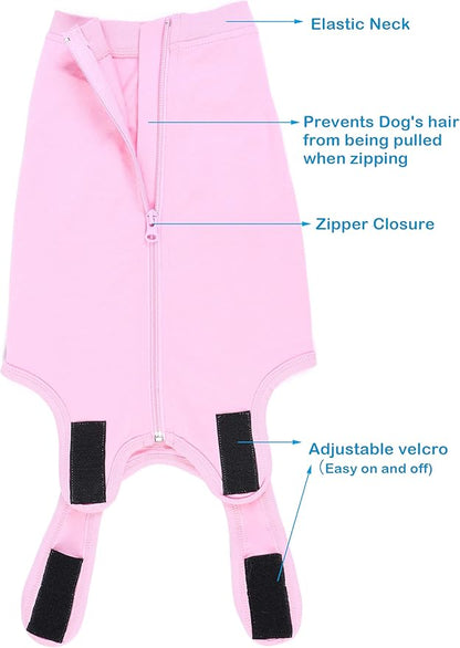 Dog Surgery Recovery Suit - After Spay, Abdominal Wounds Post Surgical Recovery, Anti Licking Breathable Dog Onesies for Small, Medium & Large Pet, Alternative Bandages Cone E-Collar