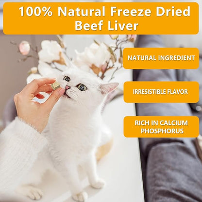 Freeze-Dried Raw Beef Liver Dog Treats, Single Ingredient, High Protein, Grain Free, Gluten Free, Healthy Training Treats & Meal Topper 8.8 oz
