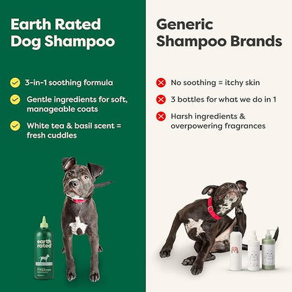 Earth Rated Hypoallergenic 3-in-1 Soothing Dog Shampoo & Conditioner for Dogs & Puppies, Deodorizing, 98.5% Natural Origin Ingredients, 16 oz