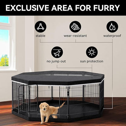PJYuCien Dog Playpen Top Cover - Fits Most 8 Panels 32 Inch Width Metal Dog Fence Octagonal Pet Pen (Note: Only PlayPen Top Cover, NO PLAYPEN)