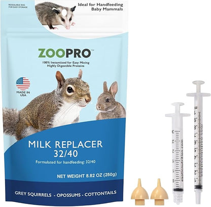 Exotic Nutrition Baby Animal Nursing Set (Basic) - Milk Replacer Formula, Feeding Syringes- Sugar Glider, Squirrel, Opossum, Rabbit & Other Mammals