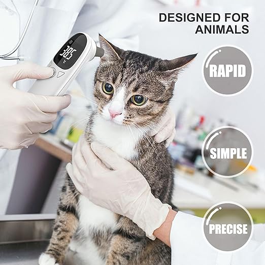 Ear Thermometer for Pet, Accurate 32-42.9℃ Ear Temperature Thermometer Digital USB Rechargeable for Dog Cat Pig Sheep & More