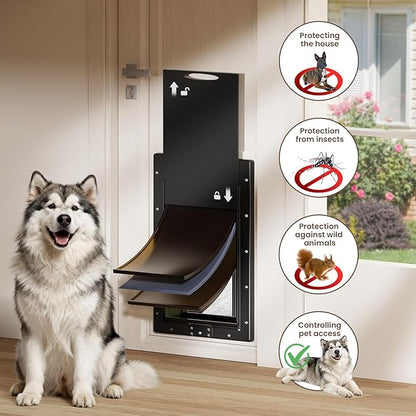 XL Dog Door for Door, Never Rust Plastic Extra Large Doggy Door for Interior and Exterior Doors, X Large Pet Door with 2 Magnetic Flaps, Insulated Flap, Closing Panel, Dog Doors for Pets Up to 220 LB