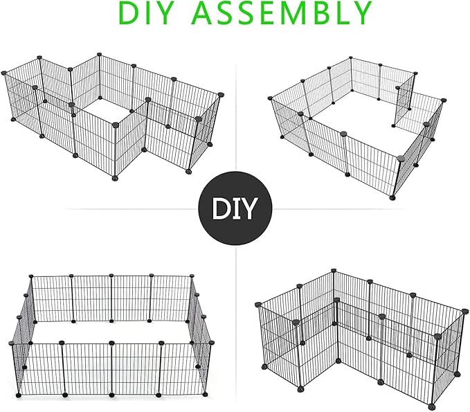 LURIVA Small Animal Playpen, Guinea Pig Cages, Pet Playpen, Rabbit Cage,Small Animal Cage, Puppy Kitten Dog Playpen, Indoor Outdoor Portable Metal Wire Yard Fence,15 X 12 Inch, 24 Panels, Black