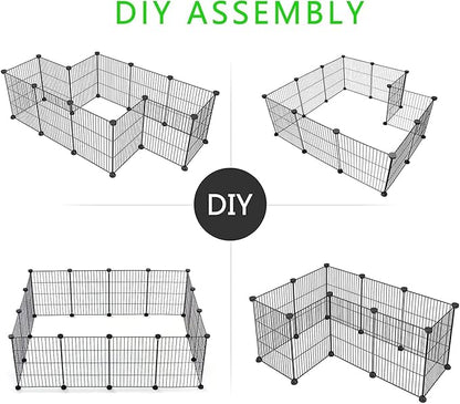 LURIVA Small Animal Playpen, Guinea Pig Cages, Pet Playpen, Rabbit Cage,Small Animal Cage, Puppy Kitten Dog Playpen, Indoor Outdoor Portable Metal Wire Yard Fence,15 X 12 Inch, 24 Panels, Black