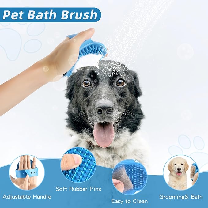 Dog Brush Dog Grooming Kit 7PCS Dog Brush for Shedding-Dog Brushes for Grooming, Dematting Comb for Dogs, Cat Nail Clipper with Nail File, Flea Comb, Pet Comb, Pet Bath Brush-Blue