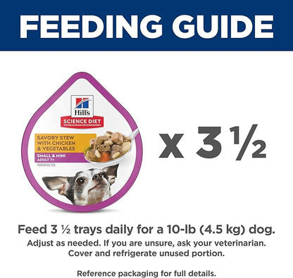 Hill's Science Diet Adult 7+ Small & Mini Wet Dog Food, Chicken & Vegetables, 3.5 oz. Trays, 12-Pack