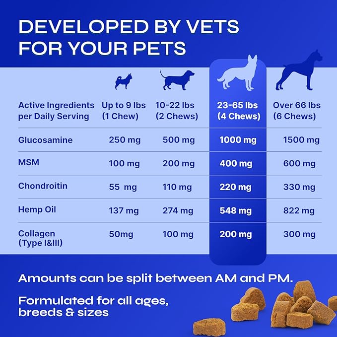Glucosamine for Dogs - 32,500 mg per Pack with Chondroitin, MSM, Collagen - Dog Glucosamine Chews for Mobility Support - Hip and Joint Supplement for Small, Medium, Large Breeds - 130 Soft Duck Treats