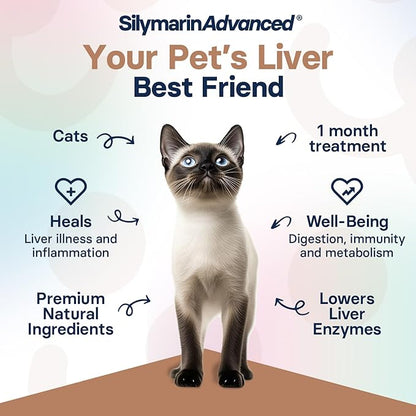 Liver Health Supplement for Cats - Milk Thistle for Cats Liver Support with S-Adenosylmethionine (Same) & Silybin - 30 Tablets
