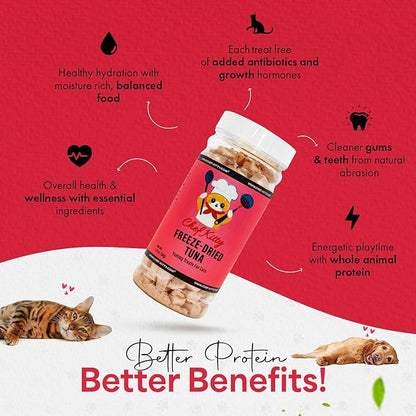 Tuna Cat Treats, 100% Wild Caught | Freeze Dried Dog Treats, High Protein | Grain-free, Single Ingredient Cat & Dog Food Toppers | No Additives or Preservatives | Inspected & Tested in USA | 1.7 oz