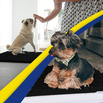 Muddy Mat® | Super Absorbent Door Mat Indoor, Microfiber Quick Dry Chenille Entryway Rug, Non-Slip Front Door Mat, Indoor Mats for Entryway, Machine Washable Pet Rug, Black 28"x18"