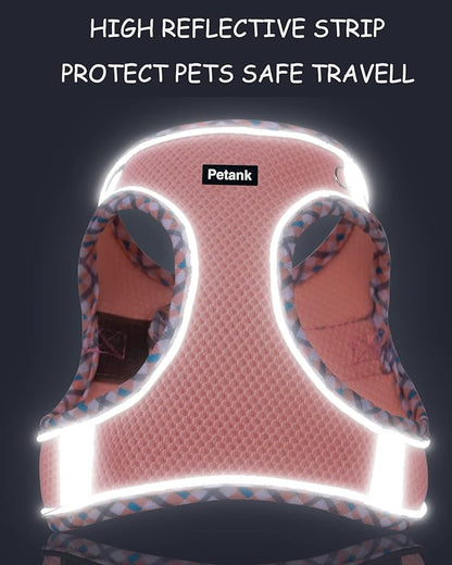 Petank Medium Dog Harness (Black) - Jacquard Fabric, Velcro - Easy Walk Harness for Training, Running, Walking - Reflective Strip - Size M - Dogs of Various Breeds & Sizes