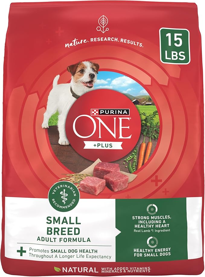 Purina One Small Breed Plus High-Protein Dog Food Lamb and Rice Formula Dry Dog Food - 15 lb. Bag