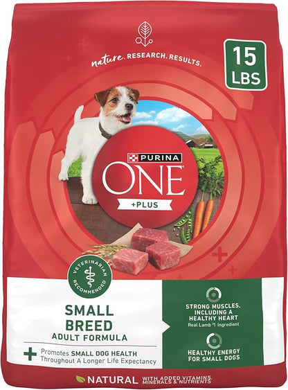 Purina One Small Breed Plus High-Protein Dog Food Lamb and Rice Formula Dry Dog Food - 15 lb. Bag