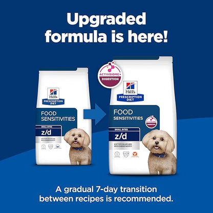 Hill's Prescription Diet z/d Skin/Food Sensitivities Small Bites Dry Dog Food, Hydrolyzed Chicken, 7 lb. Bag