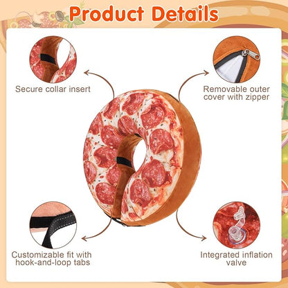 BEAUTYZOO Dog Cone Alternative After Surgery for Large Medium Small Dogs, Soft Inflatable Cone Collar for Dogs Cats, Pet Neck Donut E Collar Dog Recovery Collars to Stop Licking, Pizza, L