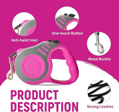 Retractable Dog Leash Automatic Telescopic Tractor Dog Tape, Pet Tape 10/16 FT Durable and Convenient, with Folding Bowl, Dispenser, Rubbish Bags, Suitable for Small and Medium Dogs