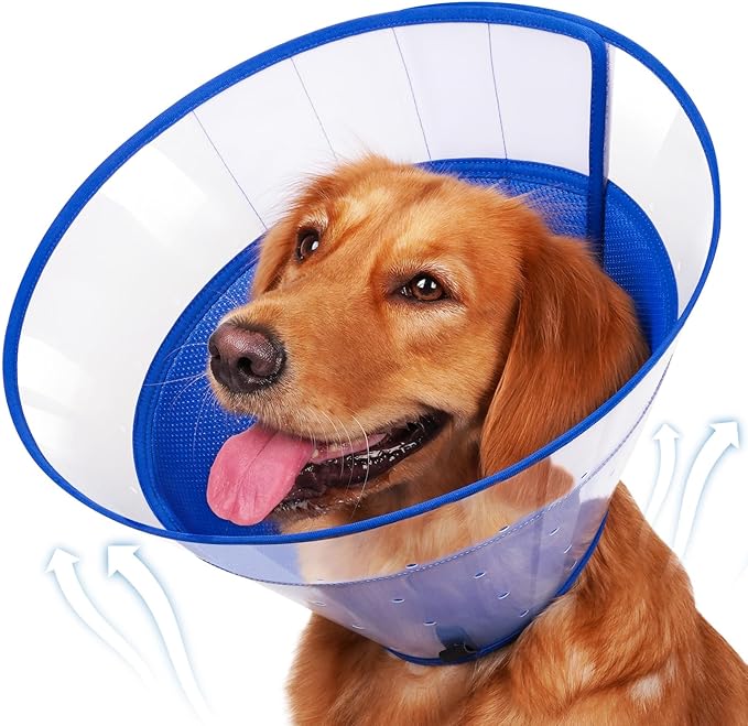 BARKLESS Soft Dog Cone, Soft Cone for Large Dogs to Stop Licking Biting Wounds, Breathable Surgical E Collar for After Surgery, Adjustable Elizabethan Collar for Neuter Incision Care