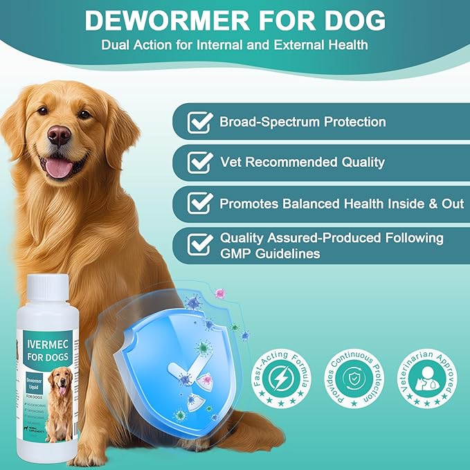 DEWORMER for Dogs – Broad Spectrum Digestive Cleanser, Supports Removal of Hookworms, Lungworms, Pinworms & Roundworms, Tapeworms, Whipworms, Internal Balance Support