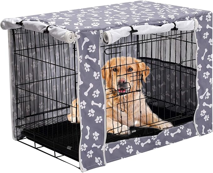 Pethiy Dog Crate Cover Durable Polyester Pet Kennel Cover Universal Fit for Wire Dog Crate - Fits Most 36 inch Dog Crates - Cover only-Sky Gray-36