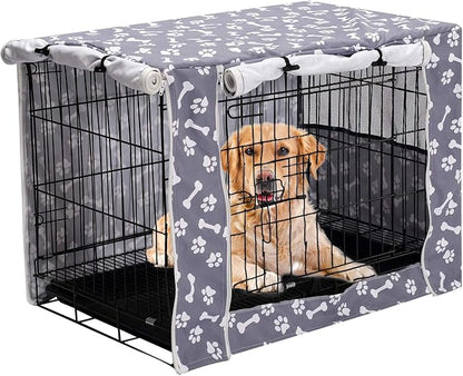 Pethiy Dog Crate Cover Durable Polyester Pet Kennel Cover Universal Fit for Wire Dog Crate - Fits Most 36 inch Dog Crates - Cover only-Sky Gray-36