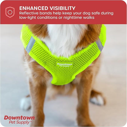 Downtown Pet Supply Step in Dog Harness for Small Dogs No Pull, X-Small, Atomic Yellow - Adjustable Harness with Padded Mesh Fabric and Reflective Trim - Buckle Strap Harness for Dogs