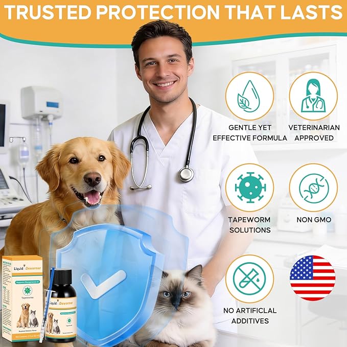 Dewormer for Pets, No More Tapeworms in Cats and Dogs,Tapeworm Support Liquid Formula, 60 ml
