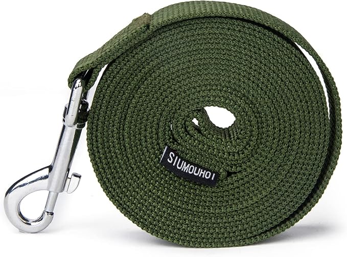 Strong Durable Nylon Dog Training Leash, 1 Inch Wide Traction Rope, 6 ft 10ft 15ft Long, for Small and Medium Dog (Military Green, 15 Feet)