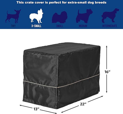 MidWest Homes for Pets XS Dog Crate Cover, Black Polyester Privacy Kennel Cover Fits Most 22-inch Crates, Machine Washable, Reduces Barking & Chewing