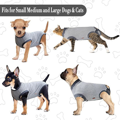 Dog Recovery Suit, Large Dog Surgical Neuter Suit, Surgery Recovery Shirts for Male Neuter, Puppy Spay Bodysuit Female, Anti Licking Breathable Sleeveless Onesie, Gray, L