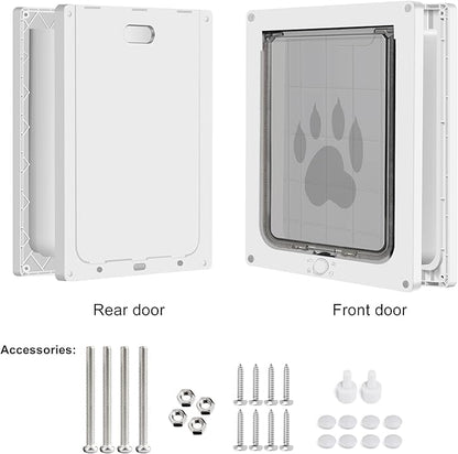 CEESC Dog Door for Pets Up to 20 lb, Weatherproof Pet Door for Cats and Dogs, Durable, Snap-in Closing Panel Included, Suitable for Interior and Exterior Doors(Small White)