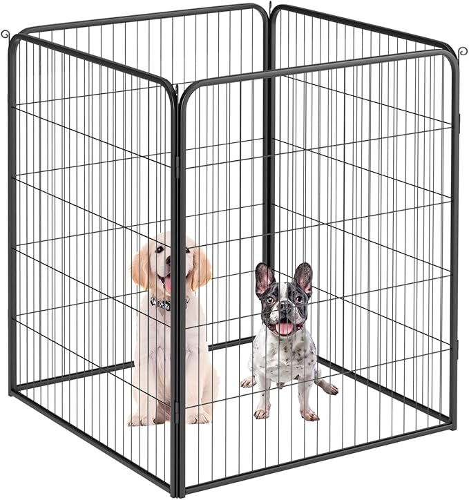FDW Dog Playpen Dog Pen Dog Kennel 4 Panels 40 Inch Height Indoor Outdoor Folding Metal Portable Puppy Exercise Pen Heavy Duty Dog Fence for Yard Camping,Black