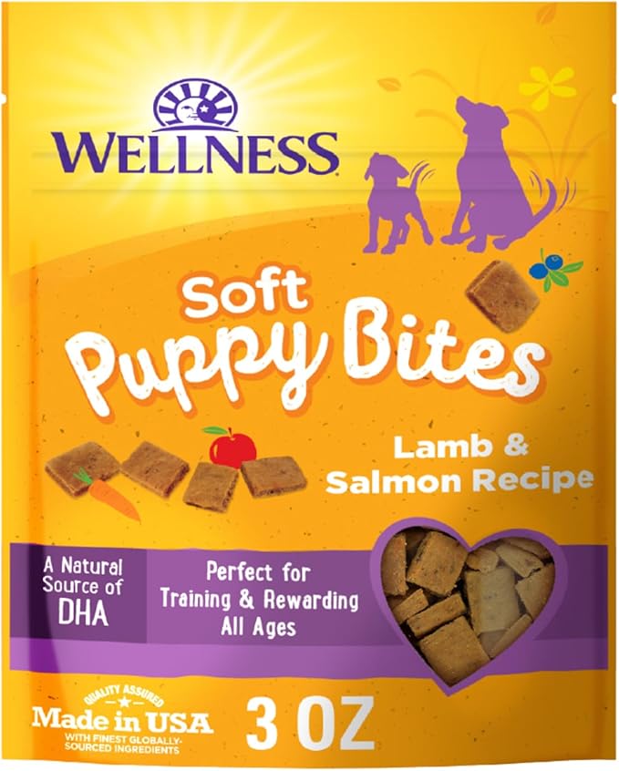 Wellness Puppy Treats, Natural, Training Treat, Grain Free, Soft Lamb & Salmon (3 Ounce Bag)