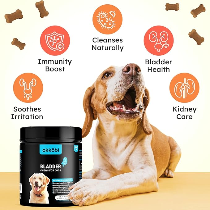 Dog Bladder Chews - Urinary Tract Support for Dogs with Cranberry & D-Mannose - Canine UTI Soft Chews for Healthy Bladder & Kidney Function, Chicken - 150 Count