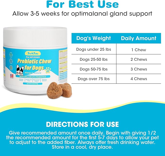 Probiotics for Dogs, Dog Probiotics for Diarrhea & Bowel Support, Digestive Enzymes Promotes Gut Health, Immunity Health & Itch Relief, Prebiotics and Probiotics (Chicken)