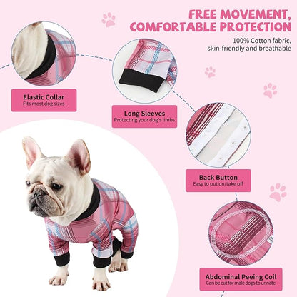 Dog Onesie for After Surgery Recovery Suit Pet Surgical Suit for Female Male Cone E-Collar Alternatives After Spay Abdominal Wounds Protector Dog Anti-Licking Onesie for Small Medium Dogs