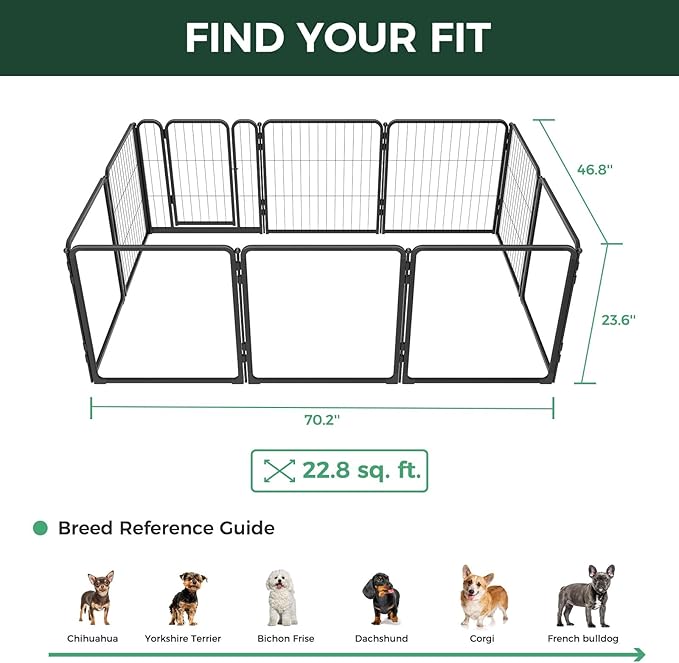FXW AuraSpace Pro Acrylic & Wire Mesh Indoor Dog Playpen, 24" Height 10 Panels Metal Dog Pen for Puppies & Small Dogs, Black│Patented