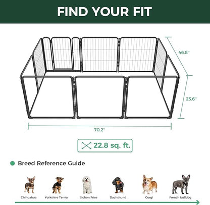 FXW AuraSpace Pro Acrylic & Wire Mesh Indoor Dog Playpen, 24" Height 10 Panels Metal Dog Pen for Puppies & Small Dogs, Black│Patented