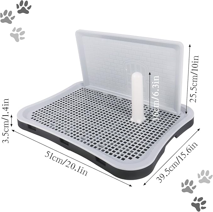 Pee Pad Holder, Puppy Pad Holder, Indoor Dog Potty with Splash Guard & Center Post, Pee Pad Holder for Small and Medium-Sized Dogs 20.1"X15.5" (Gray)