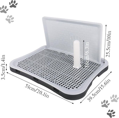 Pee Pad Holder, Puppy Pad Holder, Indoor Dog Potty with Splash Guard & Center Post, Pee Pad Holder for Small and Medium-Sized Dogs 20.1"X15.5" (Gray)