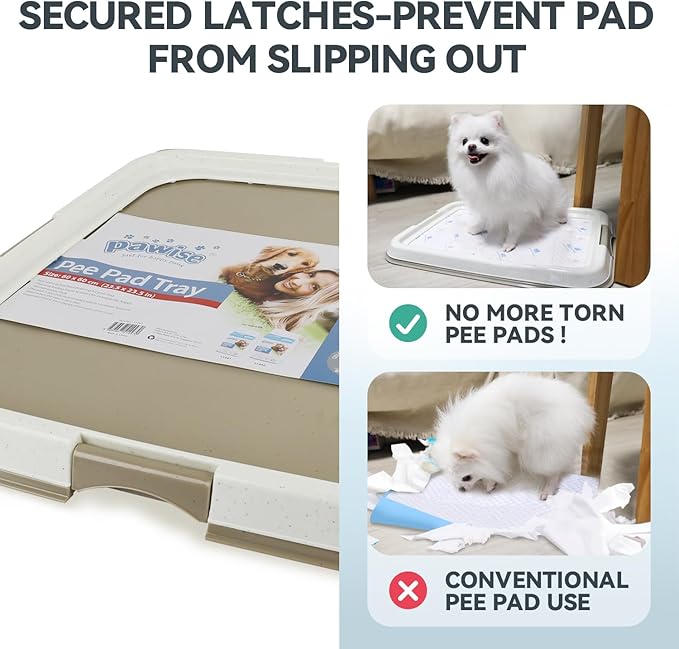 Pawise Dog Pee Pad Holder for Puppy, Puppy Pad Holder Tray, Pet Training Pee Pad, Indoor Potty Tray for Senior Dogs, Dog Toilet for Newborn Puppies, 23.5" x 23.5"